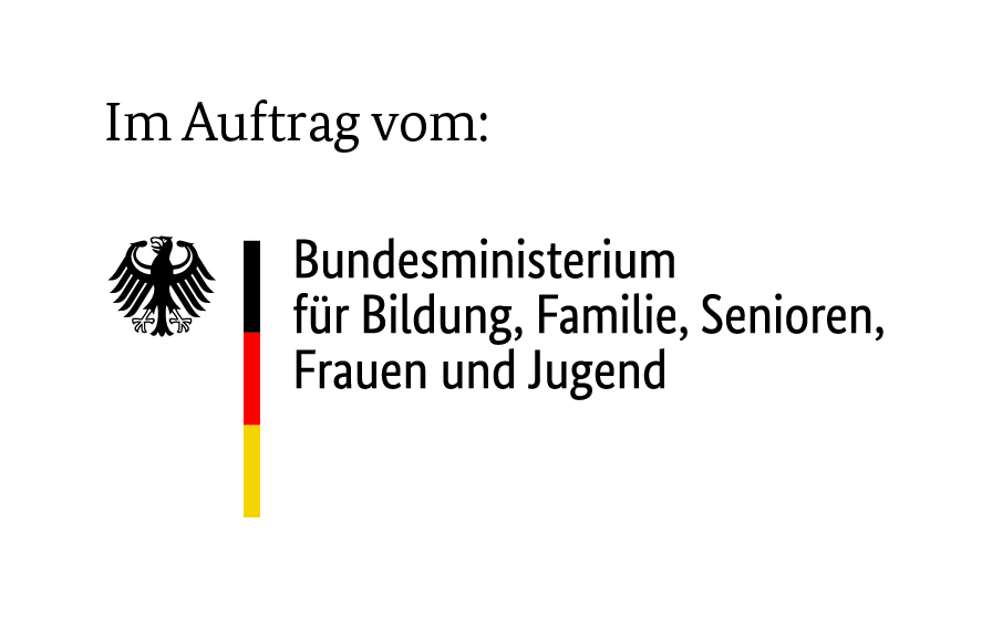 Das Logo des BMBFSFJ (Bundesministerium für Bildung, Familie, Senioren, Frauen und Jugend)