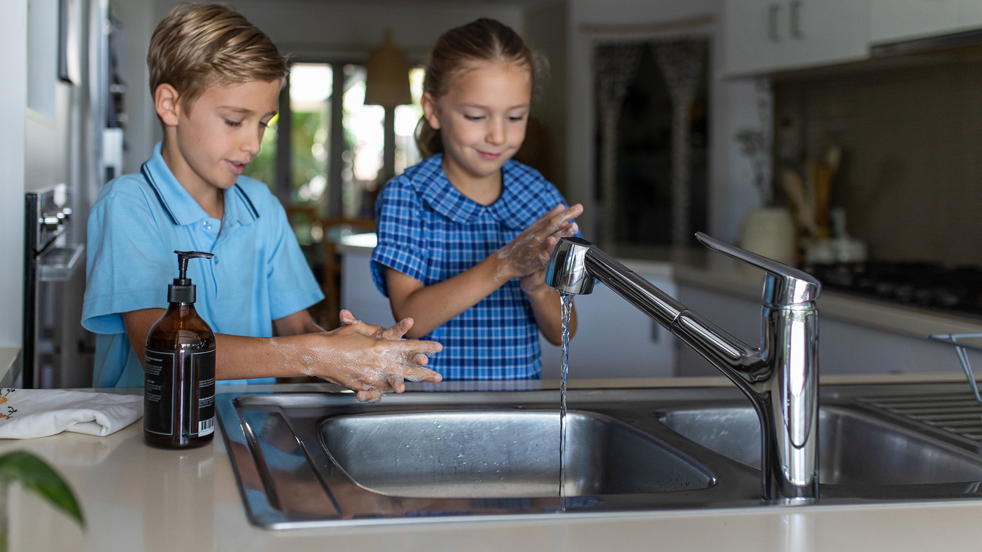 School children hand washing in Sydney