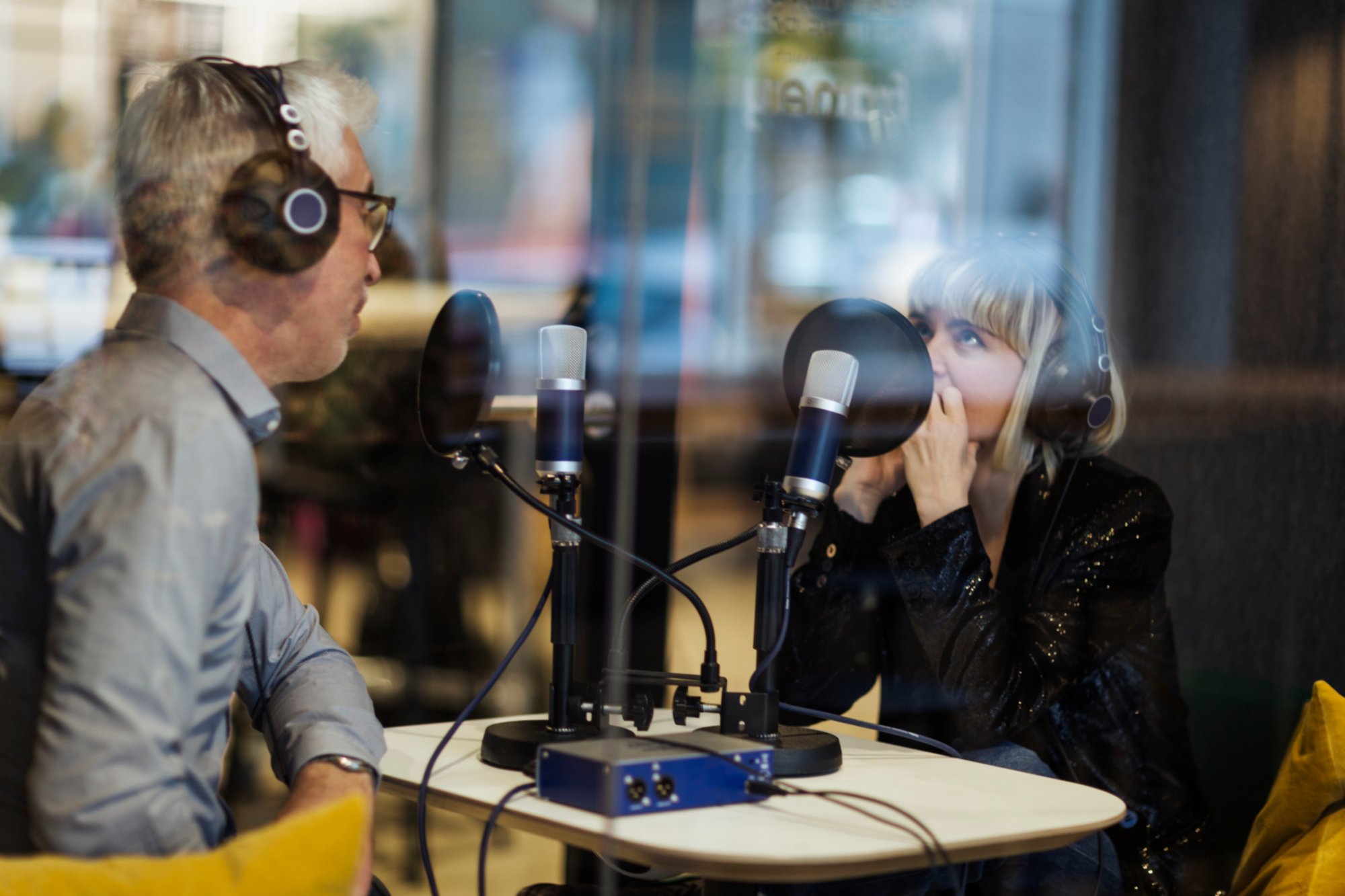 Two people recording